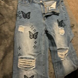 Butterfly design jeans
